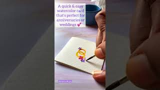Quick 5 minute watercolor anniversary |diy handmade card #shorts #diy #watercolor #paintings #cards