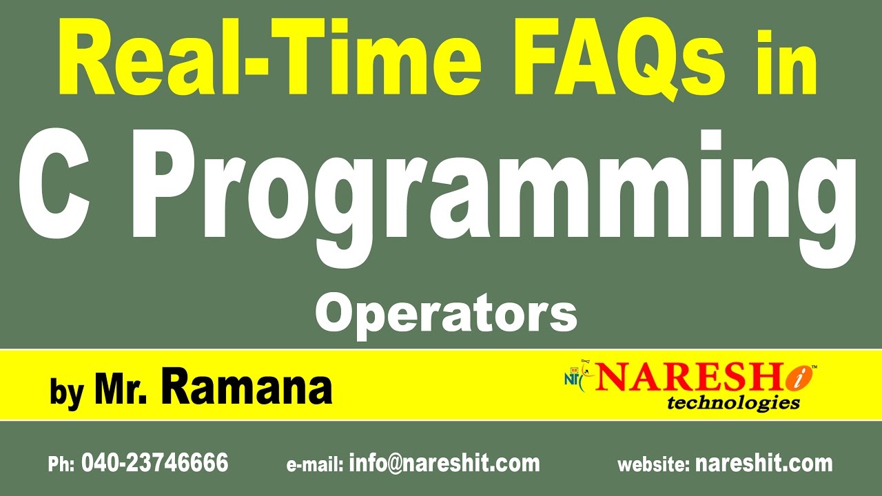 Operators | C Technical Interview Questions and Answers | Mr. Ramana ...