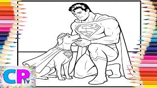 Superdog Guards Superman/Drawing of Superman and his Dog/Creative Coloring Book/Art Therapy