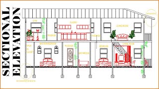 How to draw a sectional elevation of a building