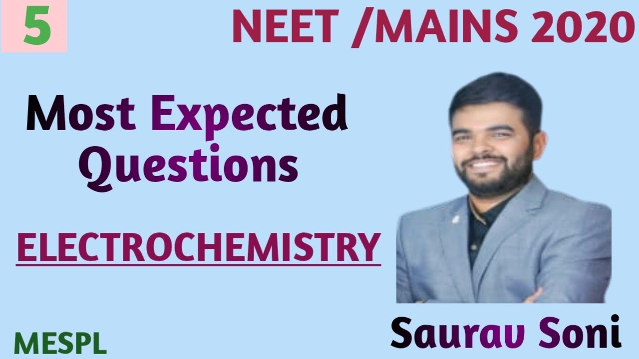 Electrochemistry 01 / Most Expected type questions / NEET 2020 YouTube