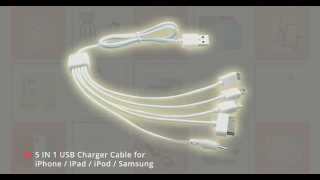 5 IN 1 USB Charger Cable for iPhone iPad iPod Samsung Nokia