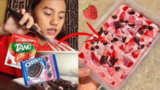 DIY STRAWBERRY OREO ICE CREAM ️ EASY AT MURA!! (using tang & oreo strawberry)