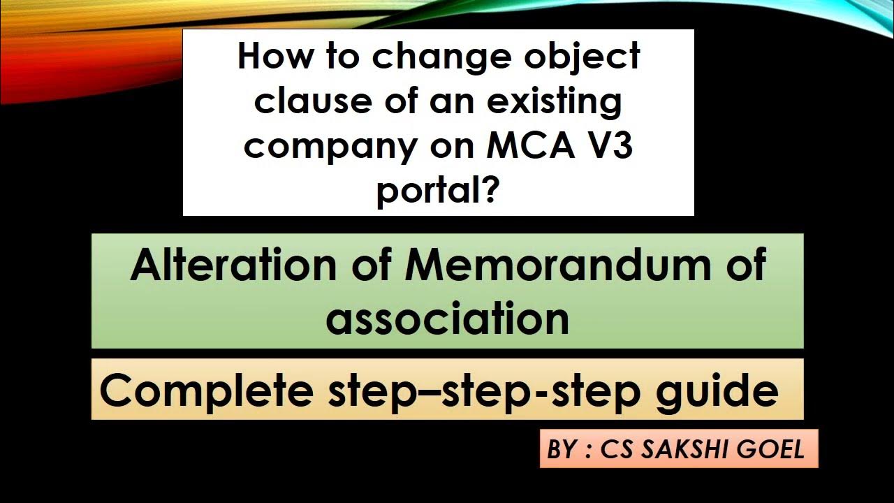 How to change the object clause of an existing company Alteration of Memorandum of