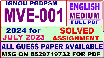 MVE 001 solved assignment 2024 / mve 001 solved assignment july 2023 / ignou PGDPSM mve 001 2023-24