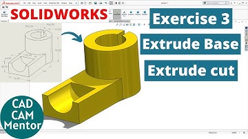 extrude boss base and extrude cut exercise in solidworks for beginner | SOLIDWORKS tutorial