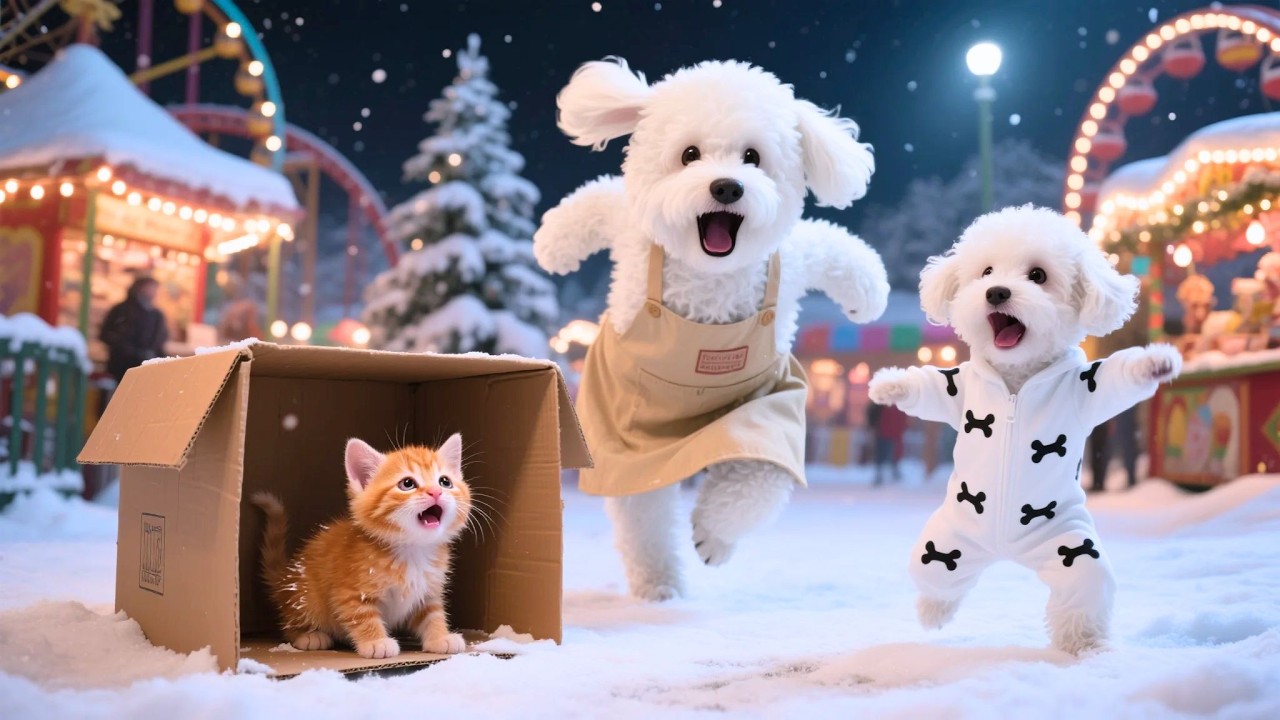 Baby Puppy Helped Abandoned Kitten During The Harsh Winter 😭❄️, Mom Dog Took Care Of It