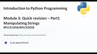 Module 3: Quick recap of String Manipulation | BPLCK105B | BPLCK205B