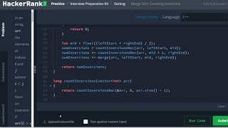 Hacker Rank Interview Prep: Merge Sort: Counting Inversions