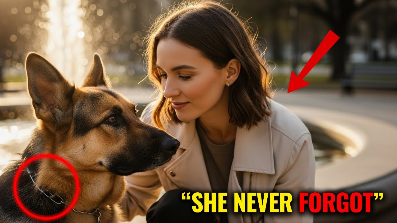 Dog Waits by the Park Fountain — A Gentle Memory Guides Him