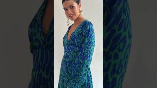 Blue Leopard Printed Maxi Dress