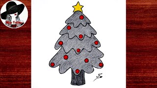 Very Easy Christmas Tree Drawing | How To Draw A Christmas Tree Step By Step