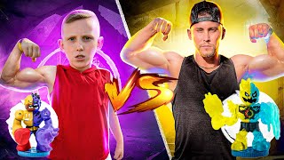 Father Vs Son Strength Challenge! Akedo Super Splitters Super Strong Kid!