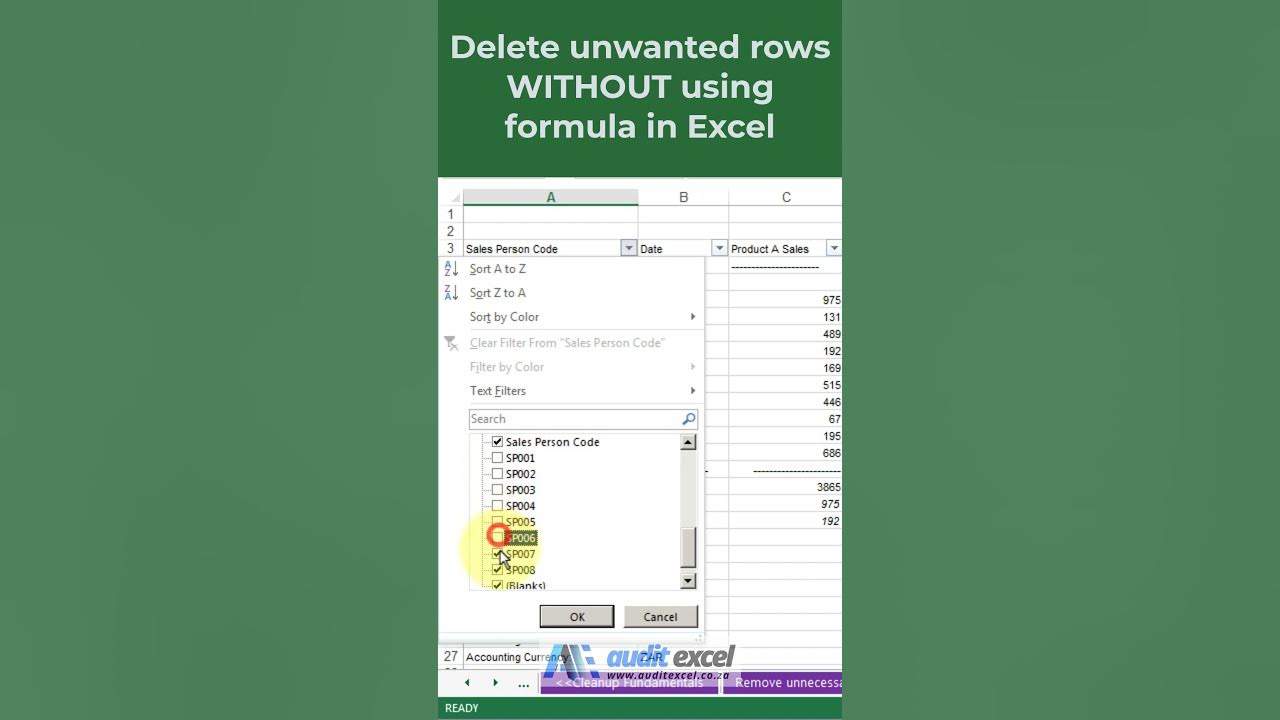Delete unwanted rows in Excel WITHOUT formula - YouTube