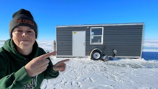 Camping in an Ice Shack for 24 hours | Catch and Cook!