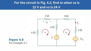Example 4.1 | For the circuit in Fig. 4.2, find Io when vs is 12 V and vs is 24 V | FEC 4th Edition