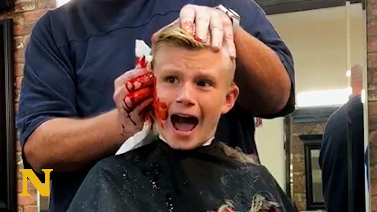 Barber Pranks Kid By Pretending Hes Cut His Ear Off