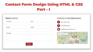 Responsive Contact Us Page Design using Html CSS Part - 1 | Contact Us Page Design HTML CSS