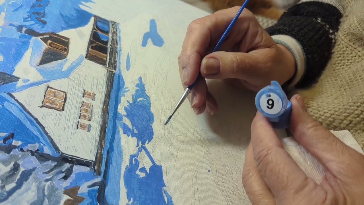 A cozy atmosphere, slow painting and a ginger cat nearby. #cat, #painting