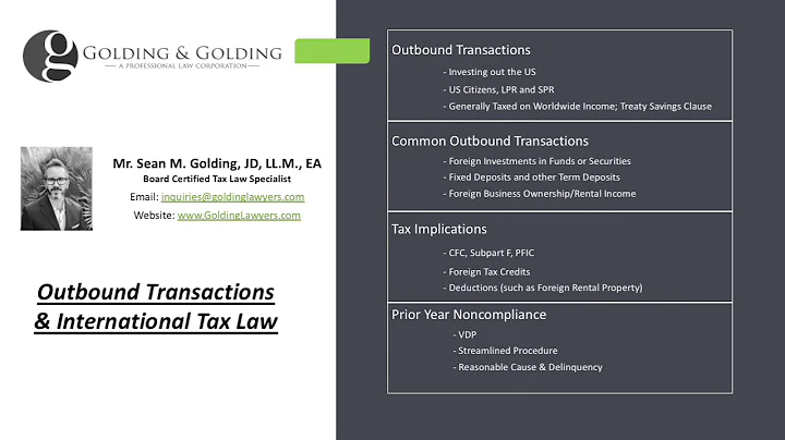 Outbound Transactions - International Tax Law Implications