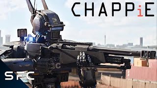 Chappie | Gunfight Between Robot Police And Criminal Gang | Full Scene