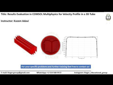 Plotting results in 3D, 2D and 1D for velocity profile in a 3D tube using COMSOL Multiphysics.