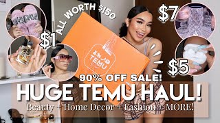 HUGE TEMU HAUL WORTH $150 | BEAUTY + HOME DECOR + FASHION + JEWELRY + MORE! | Is It Worth It?!