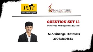 Question Set 12 | Database Management System(DBMS) | M.A.Vihanga Thathsara | Java Institute
