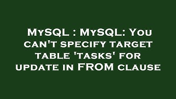 MySQL : MySQL: You can