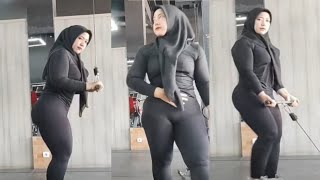 Setelan legging hijab cantik bahan spandek untuk gym fitness