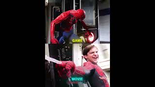 Spider Man vs Train in Game vs in Movie ☠️