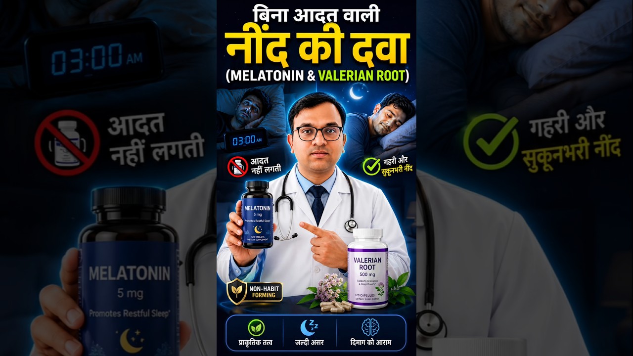 Insomnia Treatment: बिना आदत वाली नींद की दवा (Melatonin & Valerian Root) 🩺