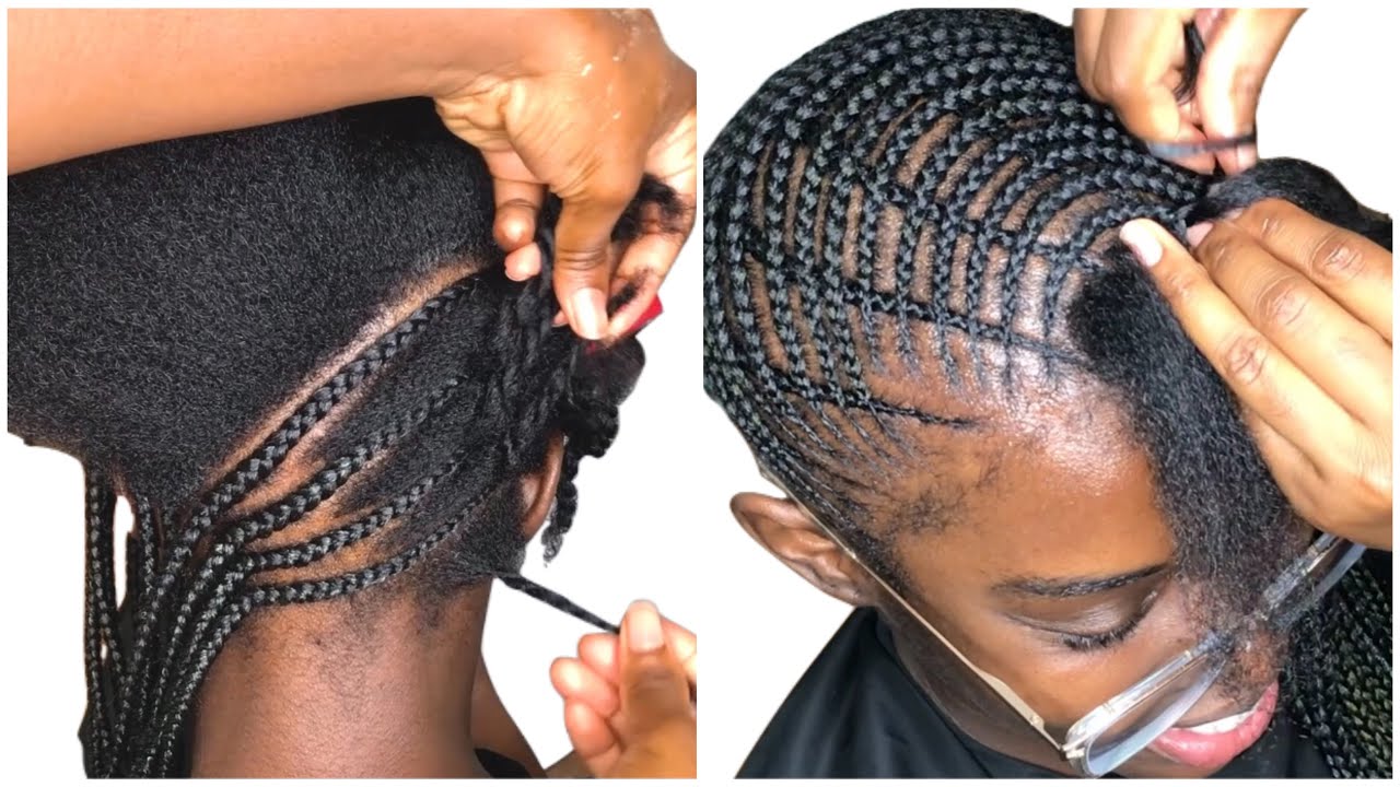 Very Detailed Criss cross Lemonade Braids AKA Basket Lemonade braids | Outre hair