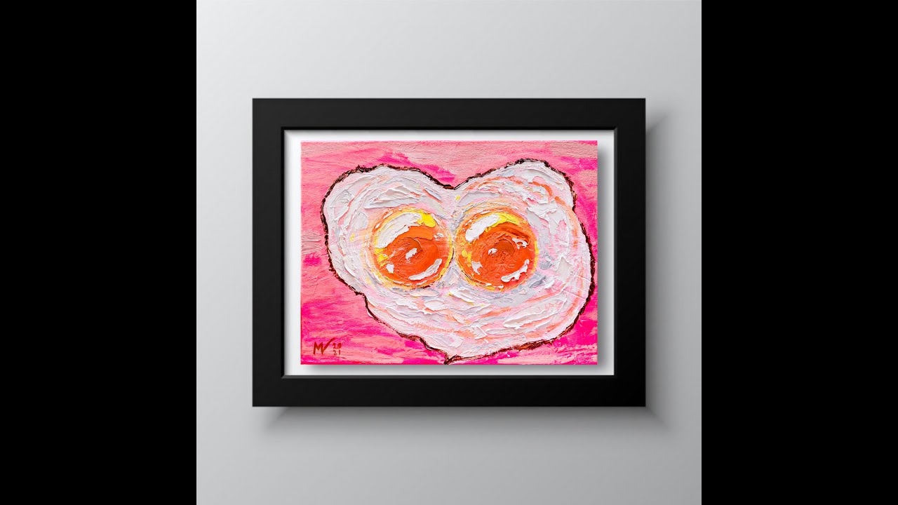 Fried egg painting love original art oil Still Life Impasto Wall Art Food  Kitchen Food Art by MSUSA