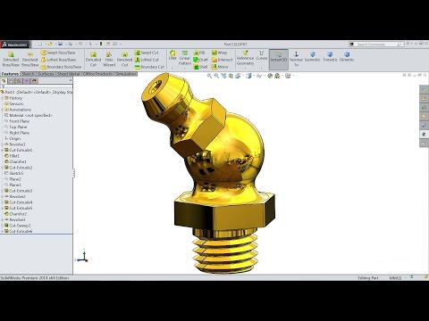 Solidworks tutorial | sketch Grease nipple M8 45 degree in solidworks