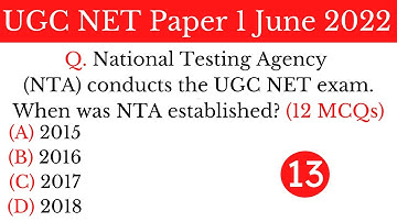 (Mock TEST 13) Top 12 Most Expected MCQs For NTA UGC NET Paper 1 June 2022 in Hindi & English