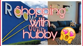 Furniture shopping at ROOMS TO GO New bench sofa bed