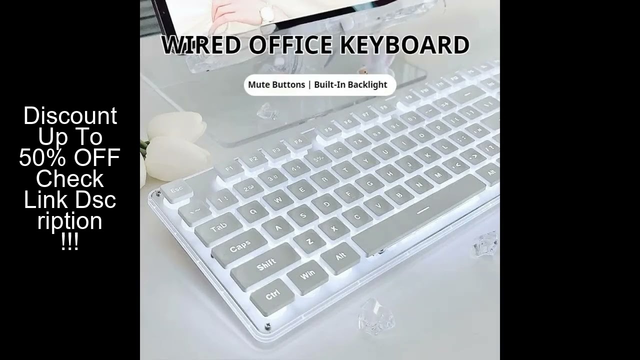 EWEADN GX710S Office Keyboard silent, All-Metal Panel 104 Keys Wired with Water Drop Keycaps, for Ga