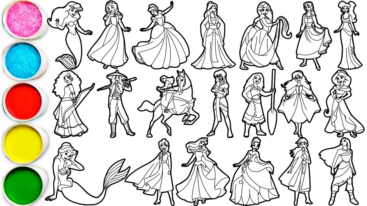 Princess Draw All How to draw All Princesses Disney - Elsa, Ariel, Cinderella, Rapunzel ...