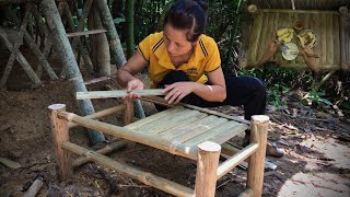 sequel to survival camping girlasian build a bamboo house   make bamboo dining table