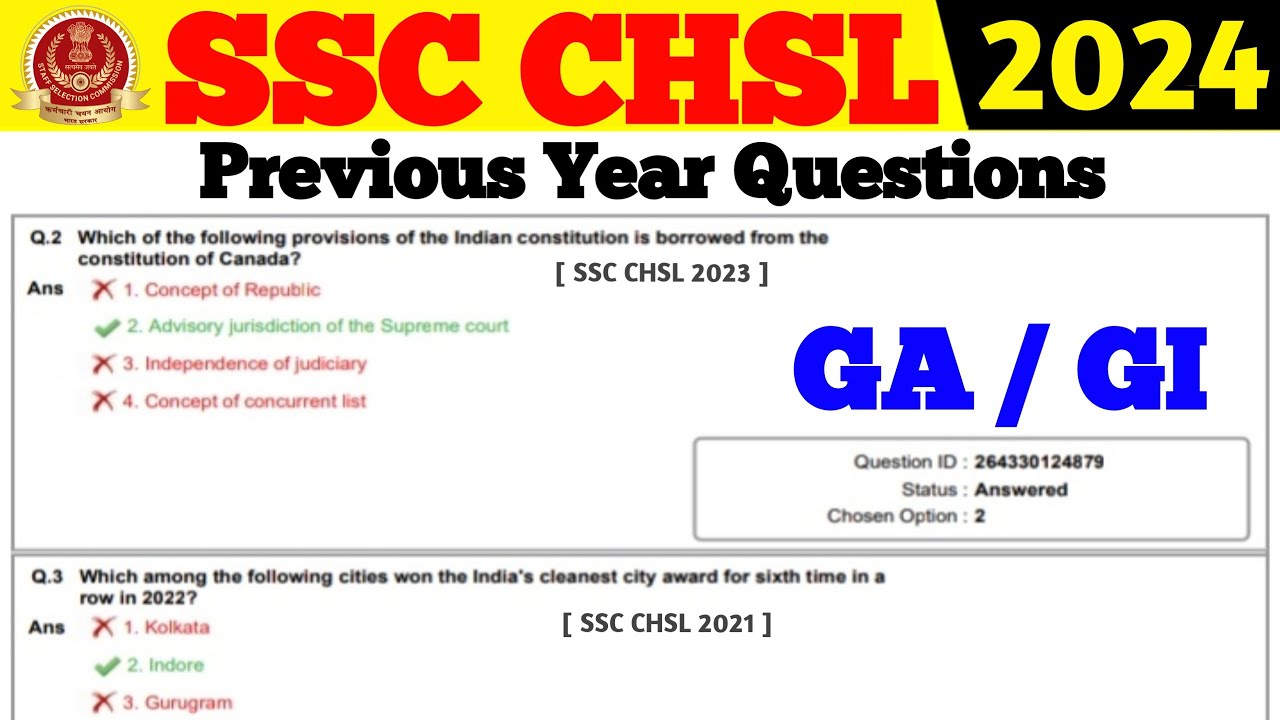 SSC CHSL 2024 | Previous Year Question | Important Questions GA/GI ...