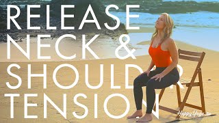 Day 4 Chair Yoga to Release Neck & Shoulder Tension | Beginners & Seniors  | 14 Day Yoga Challenge