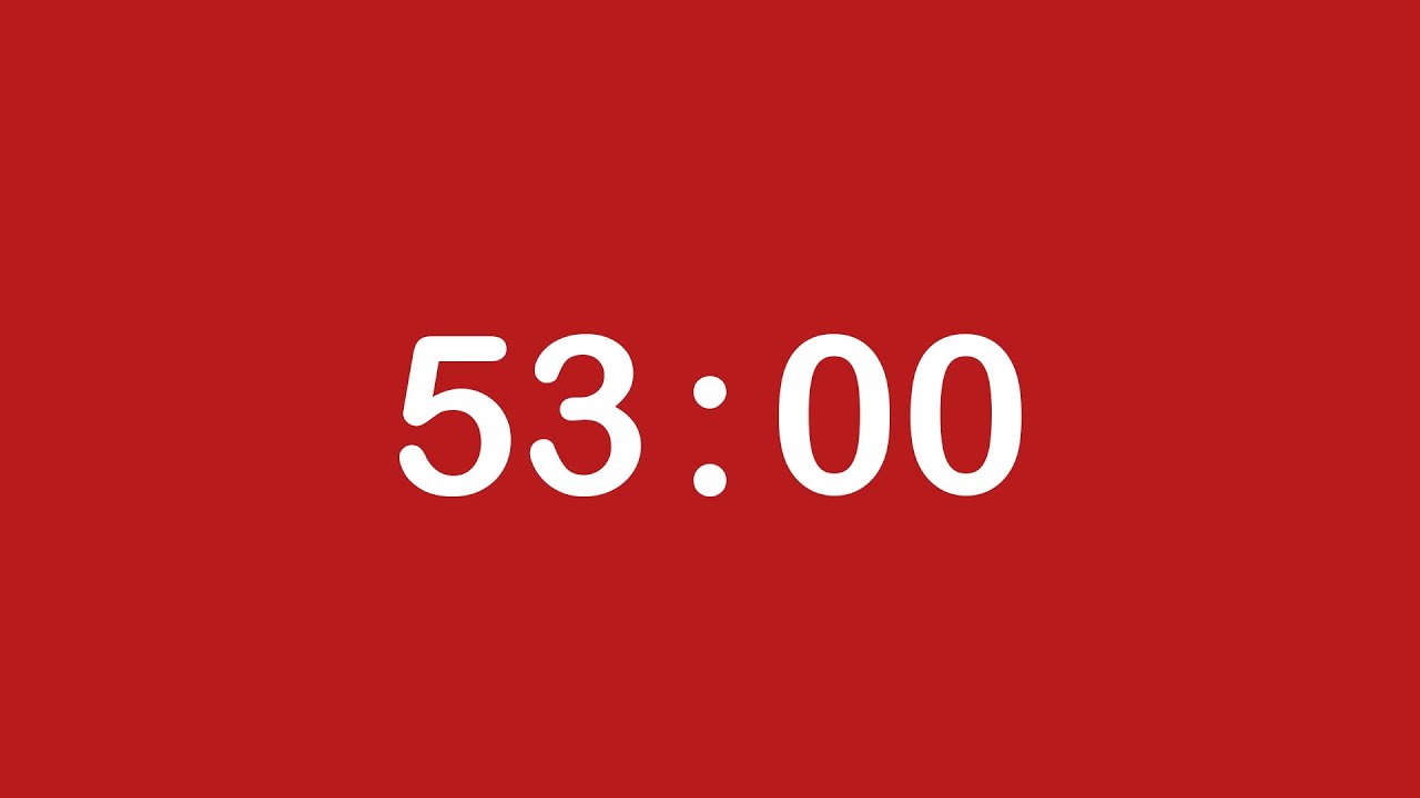 53 MINUTE TIMER • 53 MINUTE COUNTDOWN TIMER + Alarm, Full HD, 1080, Red