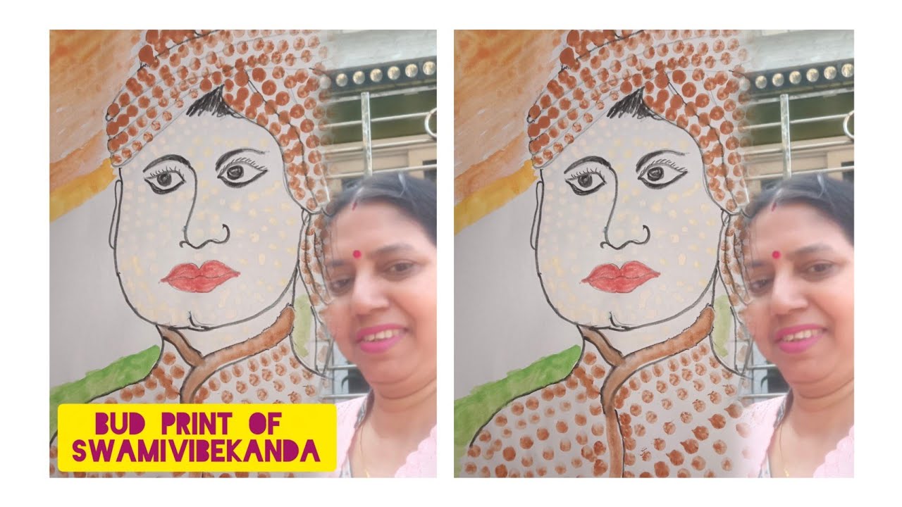 স্বামী বিবেকানন্দের জন্মদিনে শ্রদ্ধার্ঘ নিবেদন/ Swami Vivekanand cotton Buds painting/art and craft/