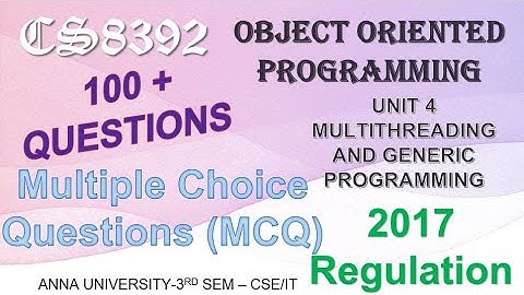 CS8392 MCQ OBJECT ORIENTED PROGRAMMING UNIT 4 #CS8392 | #Anna University - 3rd Sem CSE/IT OOP|Abisha
