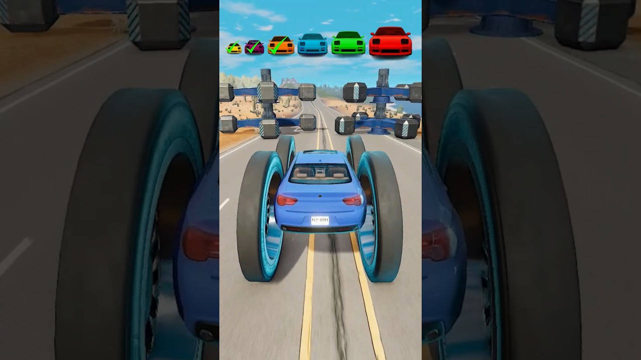 Большие и маленькие машины против гигантских спиннеров — BeamNG.Drive 