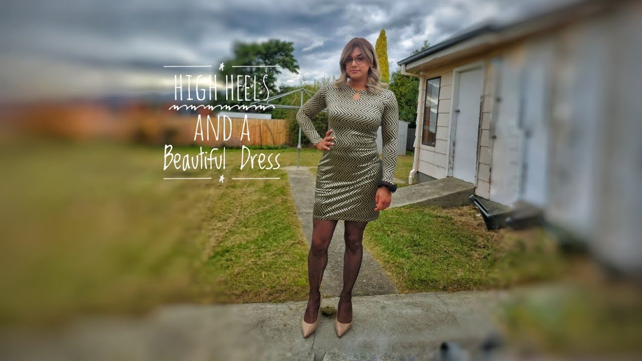 Beautiful Dress with Heels and Pantyhose