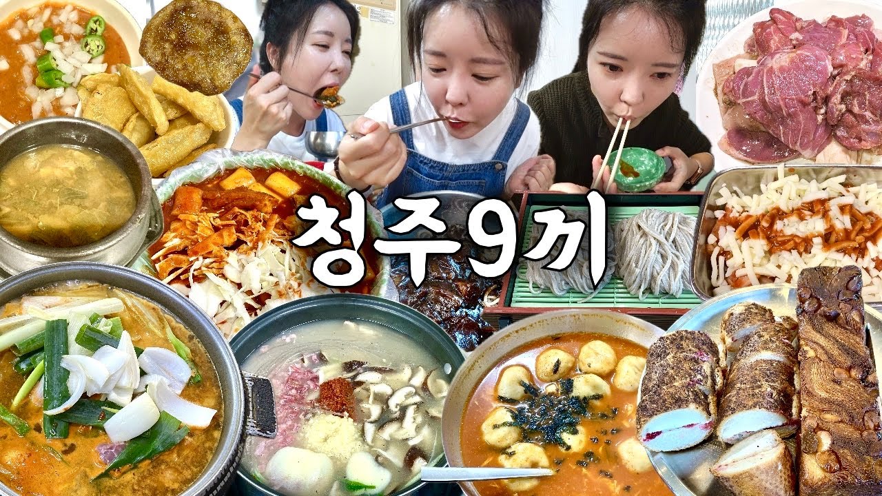 청주 여행 먹방 브이로그 | 청주 맛집 9끼 털기 🐖 짜글이 부속고기 고추만두국 버섯찌개 메밀짜장면 미미호떡 떡볶이 빵