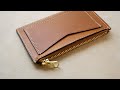 Making a zipper card holder|PDF pattern|No.21 【Leather craft】mini pouch