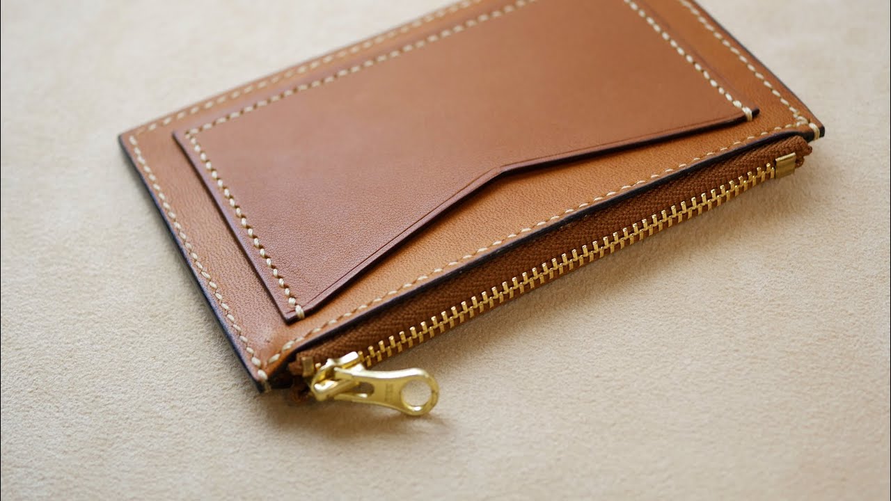 Handmade Leather Envelope Wallet With Zipper Compartment and